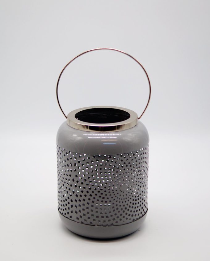 Lantern Metal Grey Pastel Color Height 19.50 cm