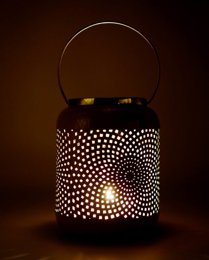 Lantern Metal Pink Pastel Color Height 19.50 cm