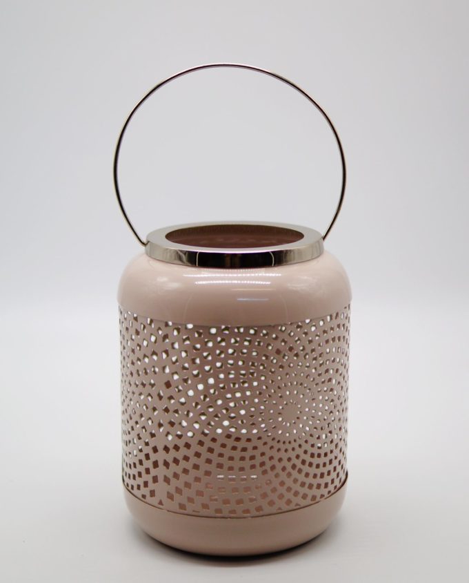 Lantern Metal Pink Pastel Color Height 19.50 cm