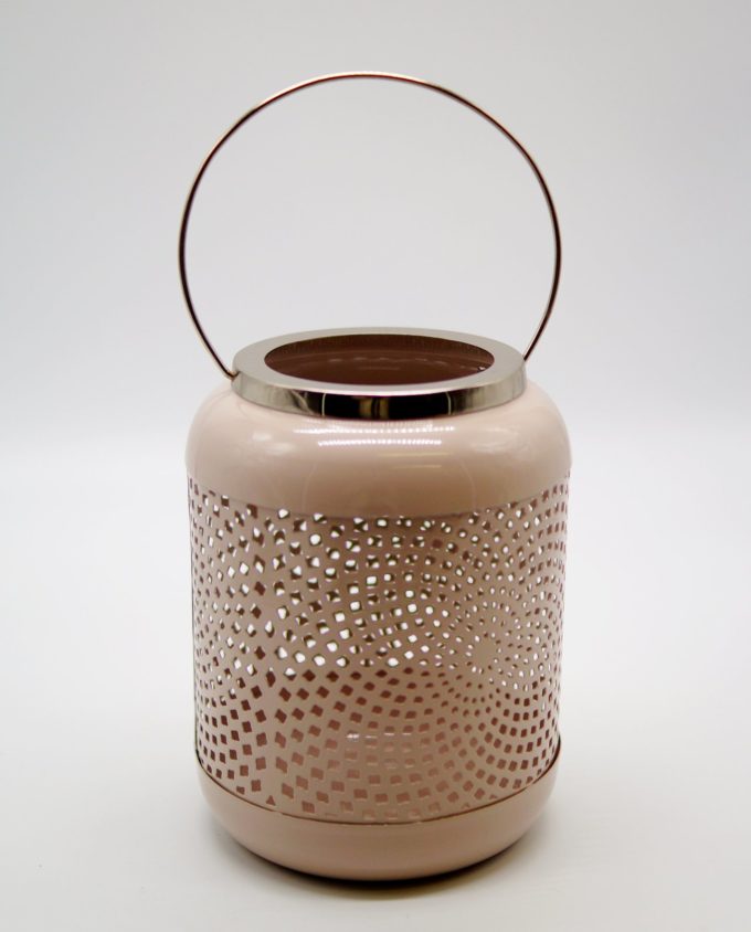 Lantern Metal Pink Pastel Color Height 19.50 cm