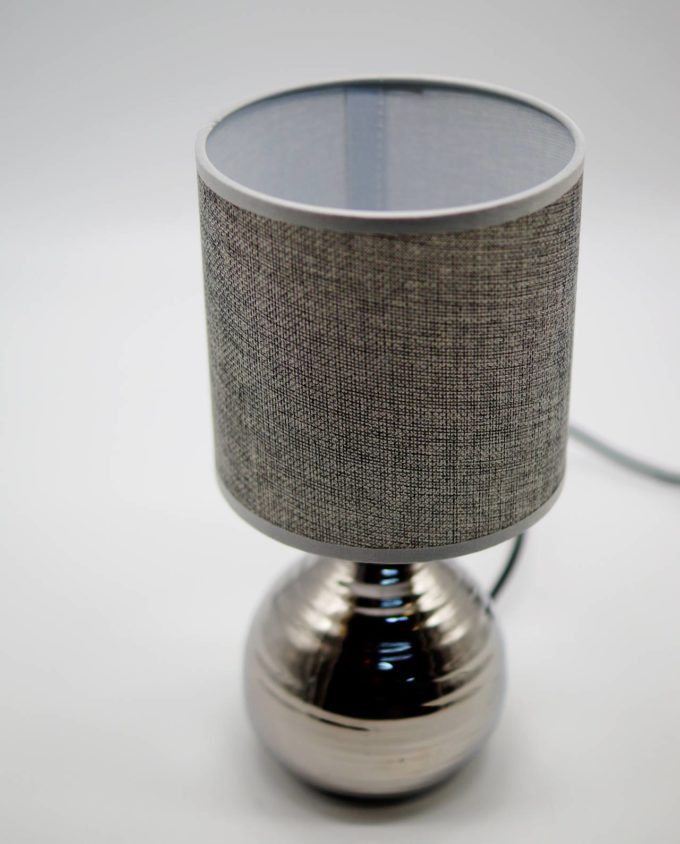 Table Lamp Grey Silver Ceramic Base