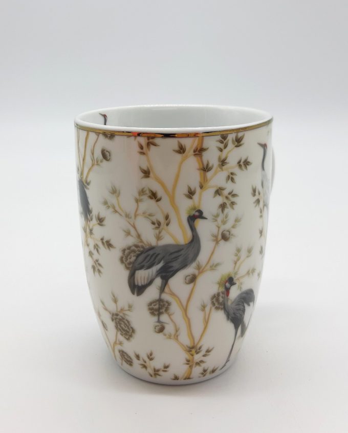 Mug beige Porcelain Pelican with Flowers & pelecans, 330 ml, dishwash safe