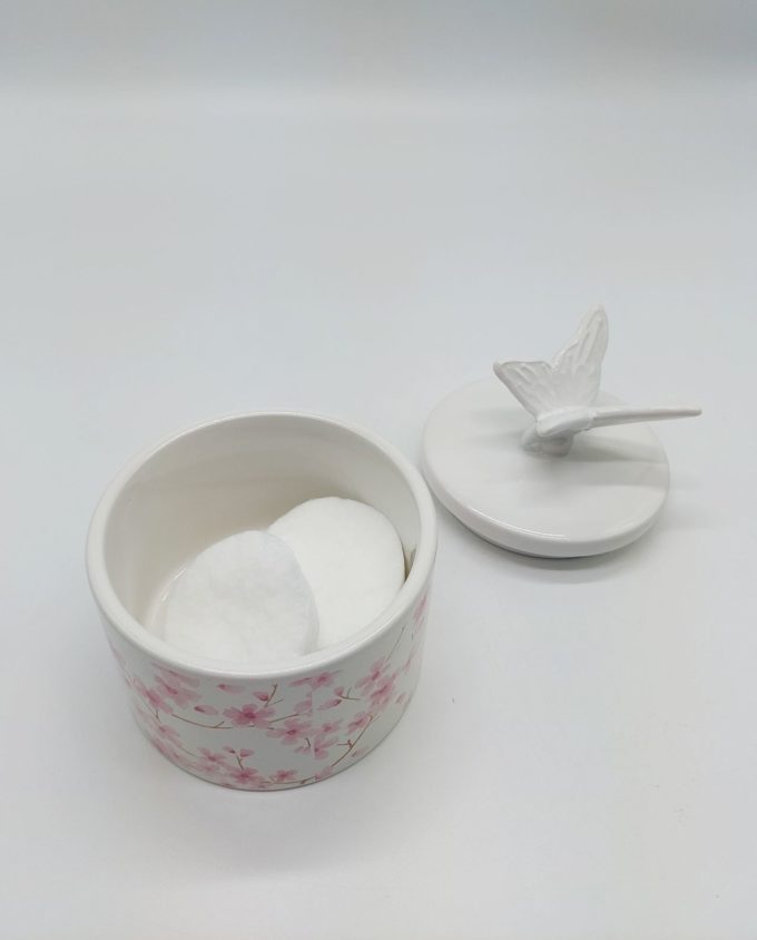 Jewelry Box Porcelain White Flowers Bird