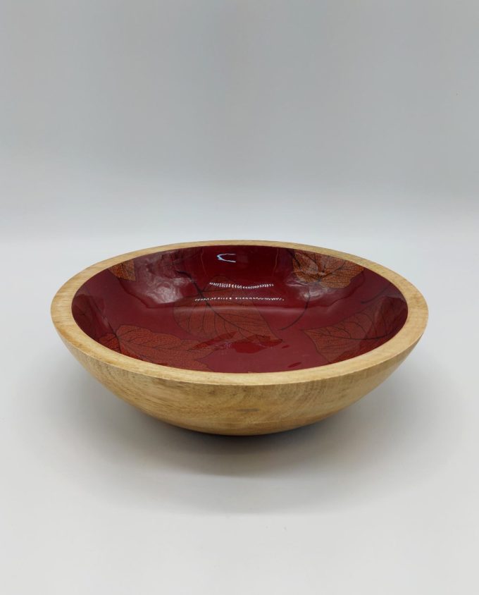 Bowl Wooden Wine Red "Leaf" Diameter 25 cm