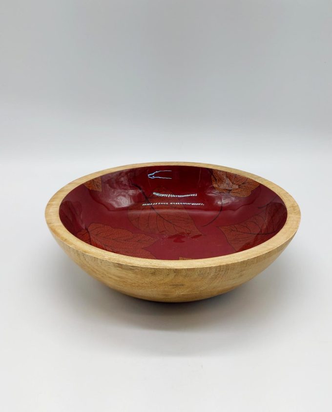 Bowl Wooden Wine Red "Leaf" Diameter 25 cm