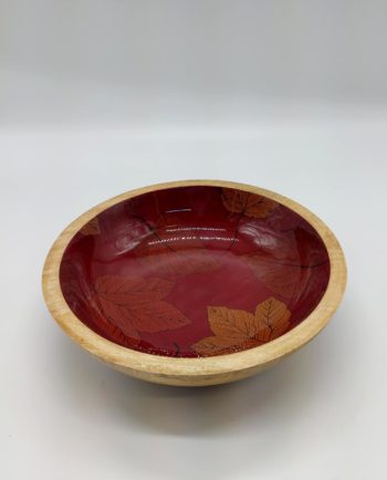 Bowl Wooden Wine Red "Leaf" Diameter 25 cm