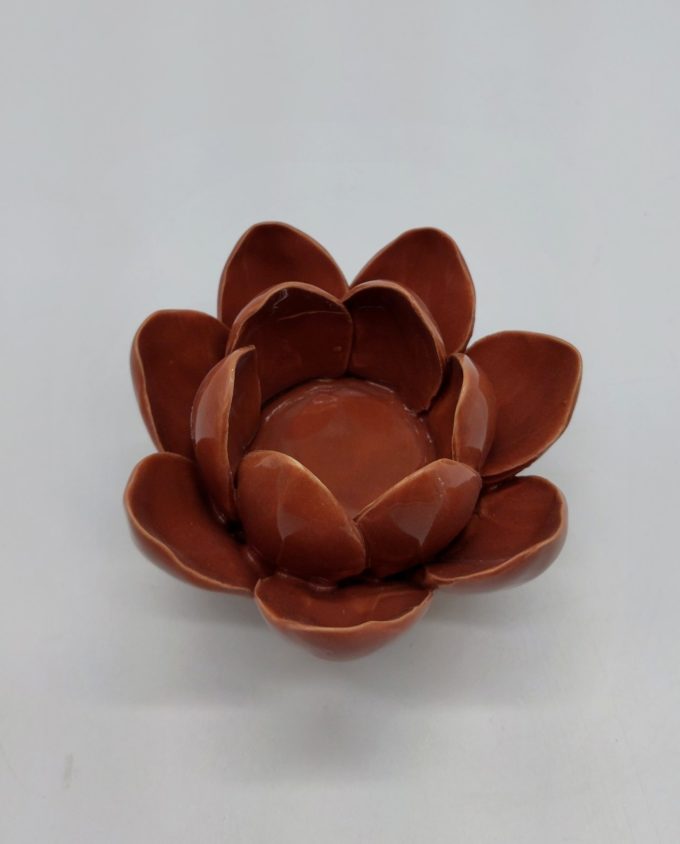 Votive Flower Ceramic Brown