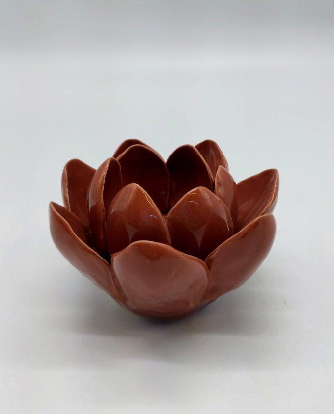 Votive Flower Ceramic Brown