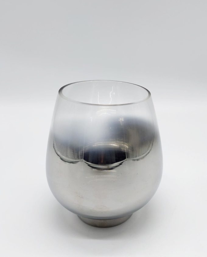 Lantern Glass White Silver Height 15 cm