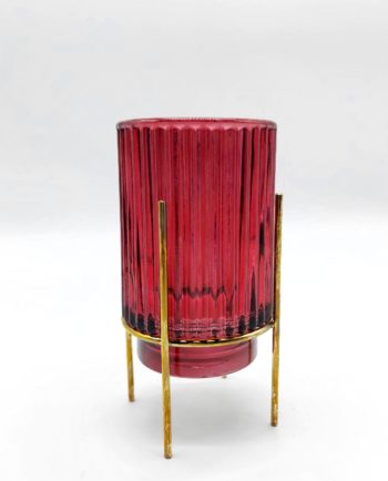 Tealight Red Glass on Metal Stand