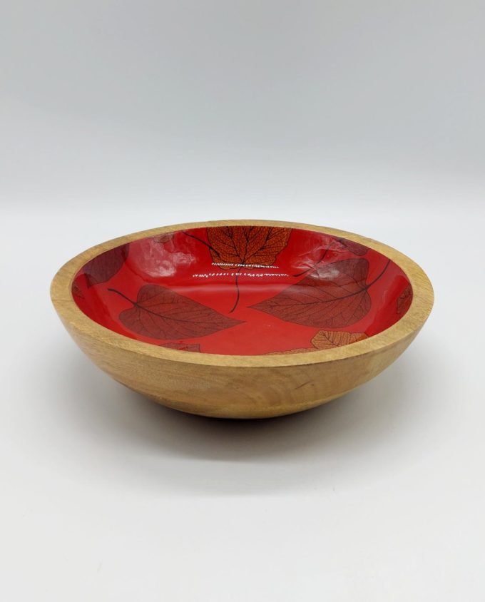 Bowl Wooden Red "Leaf" Diameter 25 cm