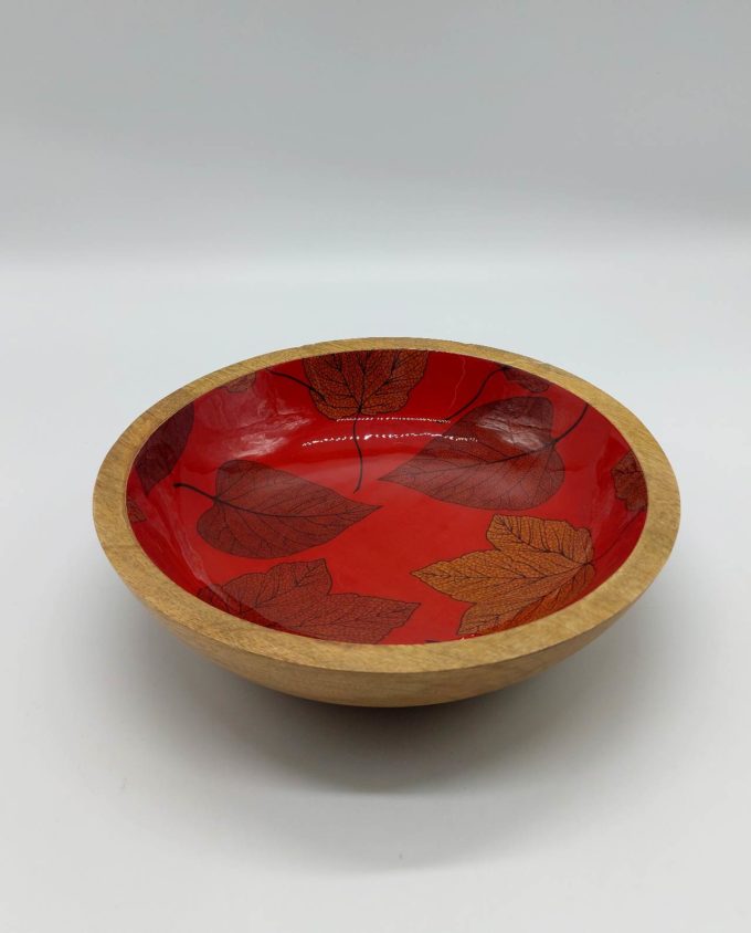 Bowl Wooden Red "Leaf" Diameter 25 cm