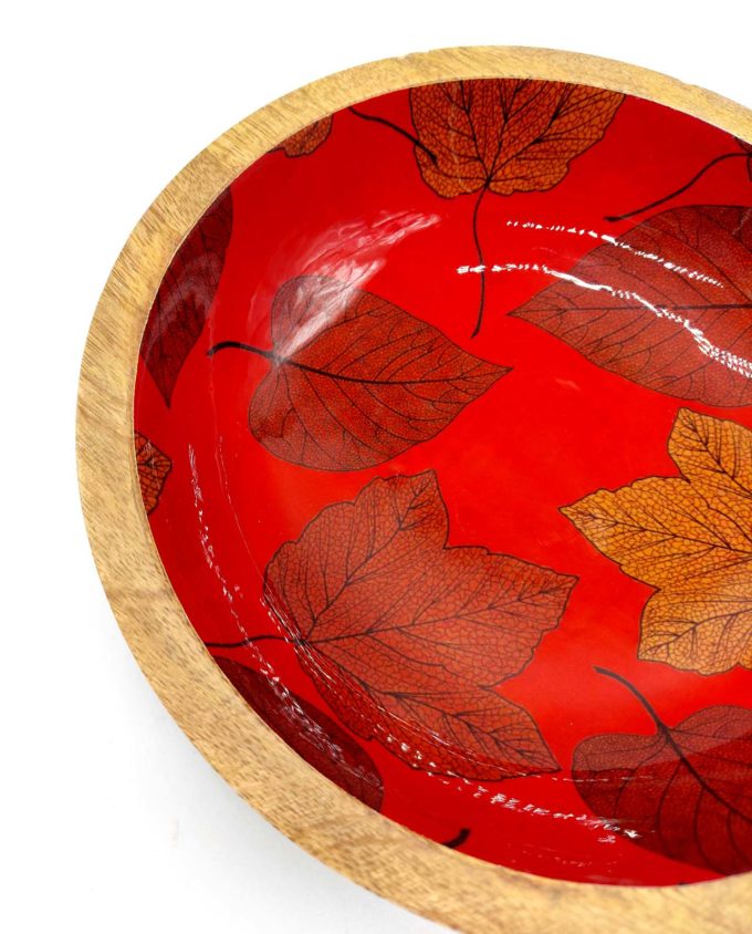Bowl Wooden Red "Leaf" Diameter 25 cm