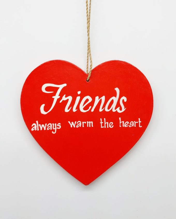 Wooden Heart Friendship Red