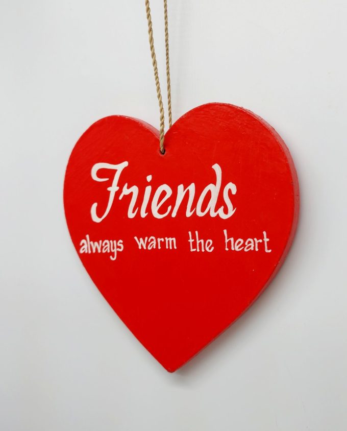 Wooden Heart Friendship Red