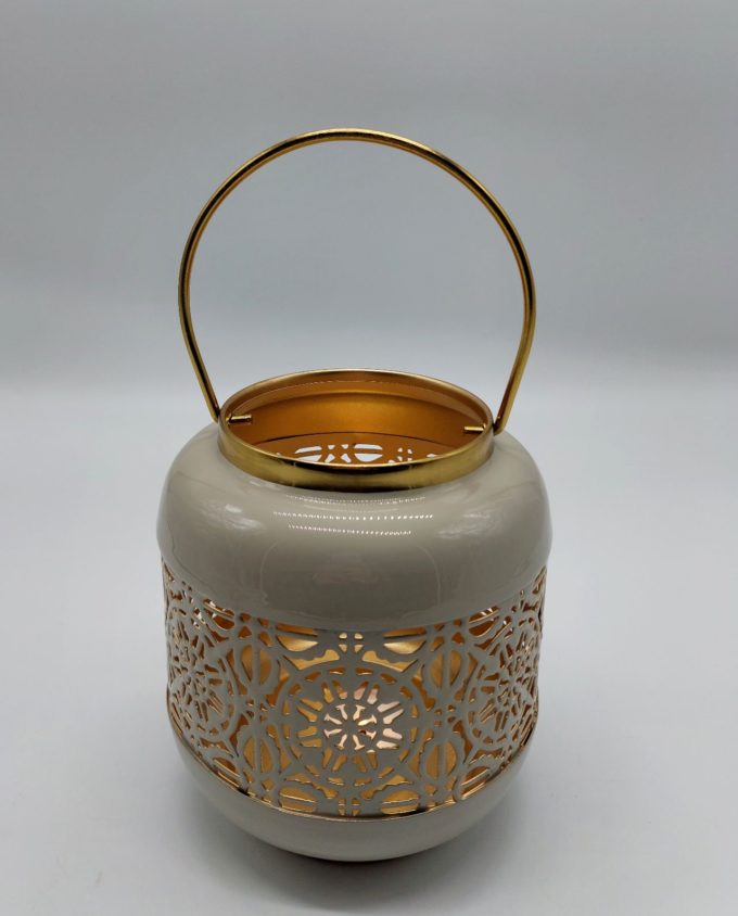 Lantern Metal Sand Grey Color Height 16 cm