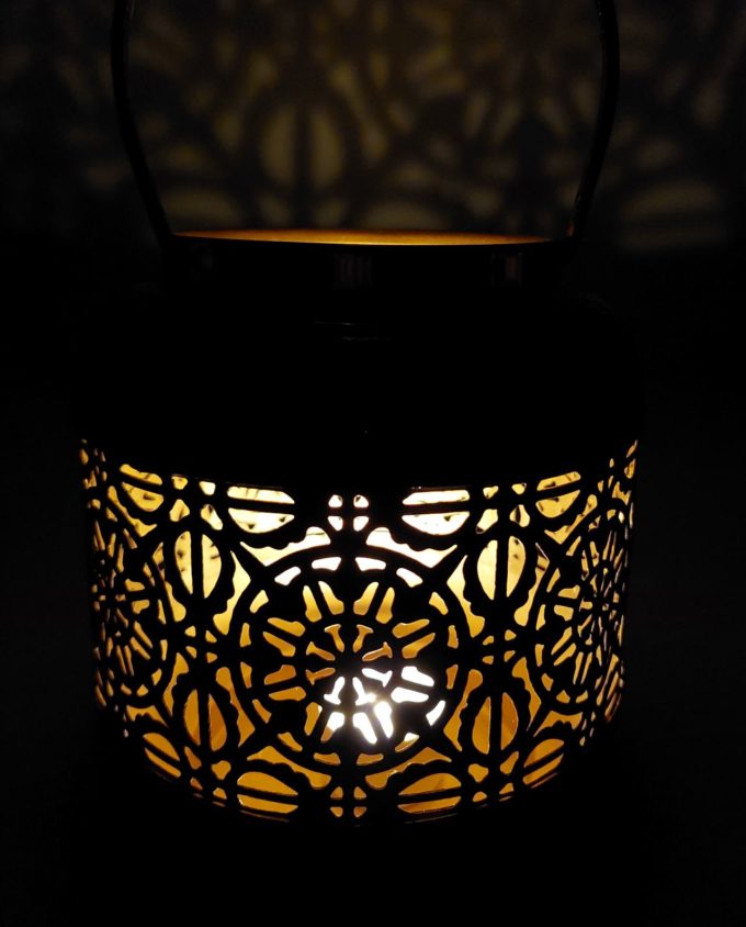 Lantern Metal Sand Grey Color Height 16 cm