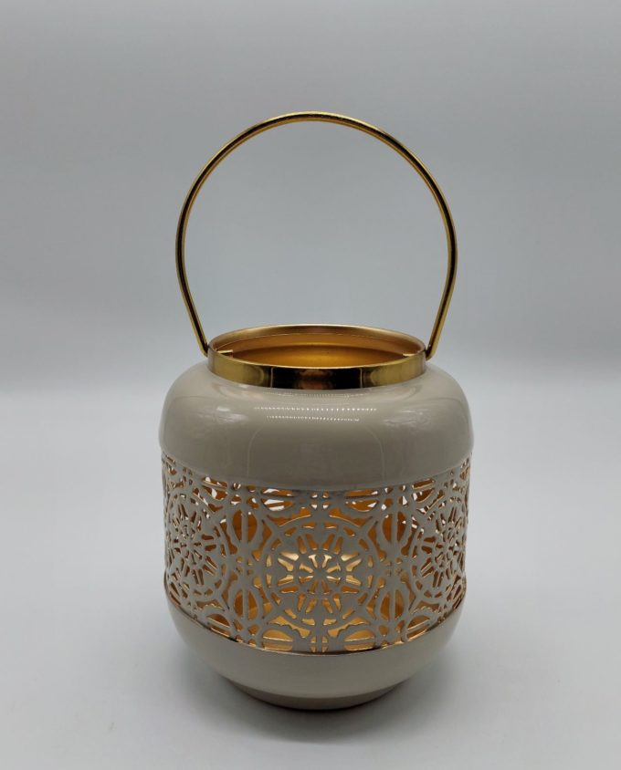 Lantern Metal Sand Grey Color Height 16 cm