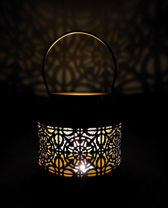 Lantern Metal Sand Grey Color Height 16 cm