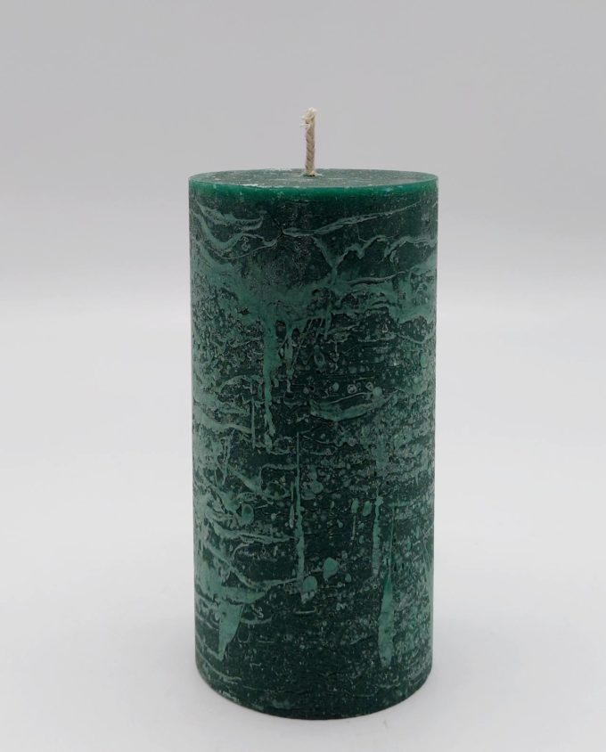 Candle Dark Green Pillar Aromatic Height 14 cm  Diameter 7 cm