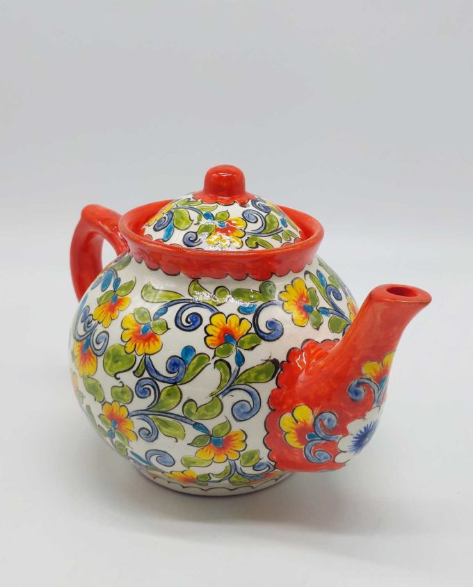 Teapot Ceramic Hand Painted Flowers
