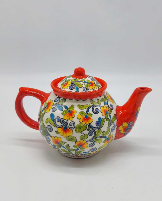 Teapot Ceramic Hand Painted Flowers