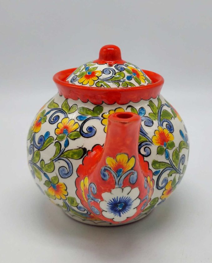 Teapot Ceramic Hand Painted Flowers