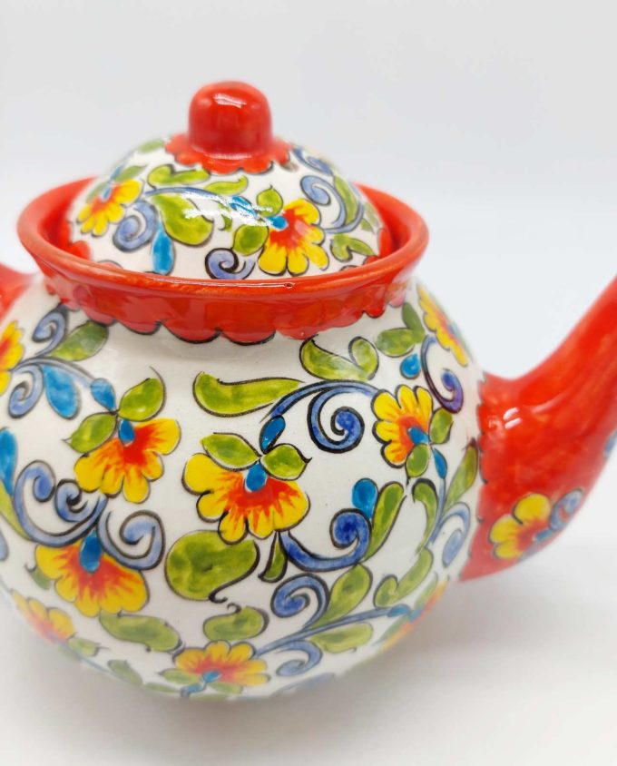 Teapot Ceramic Hand Painted Flowers