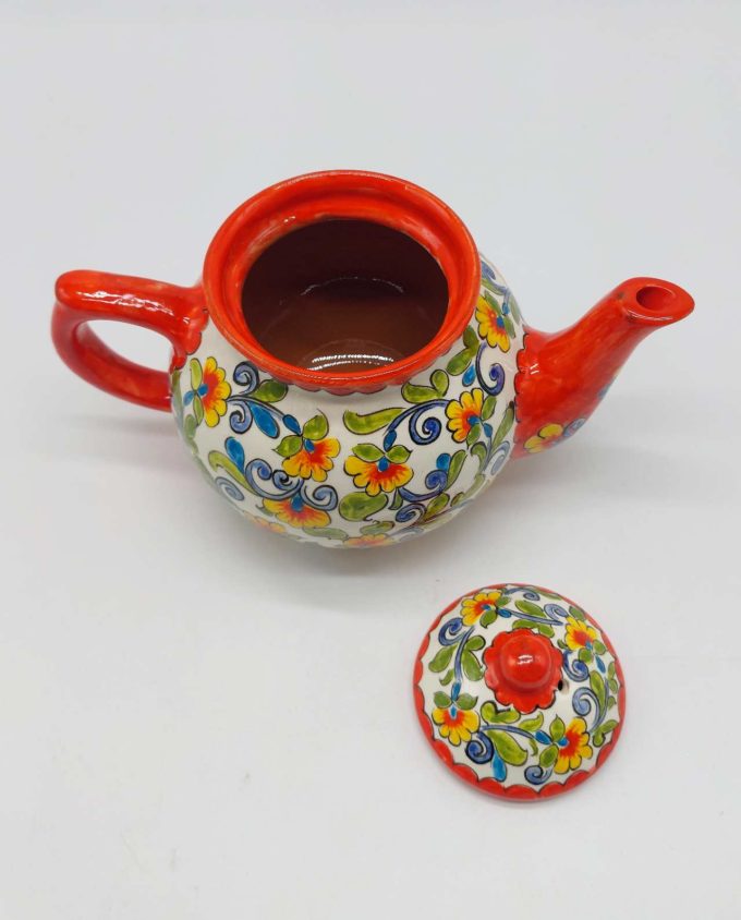 Teapot Ceramic Hand Painted Flowers