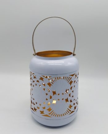 Lantern Metal White Gold Color Height 20 cm I