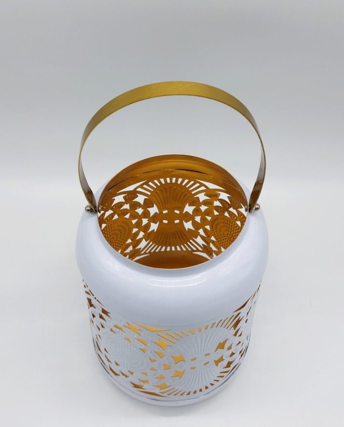 Lantern Metal White Gold Color Height 20 cm I