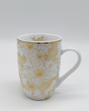 Mug Porcelain White Gold Koi Fish