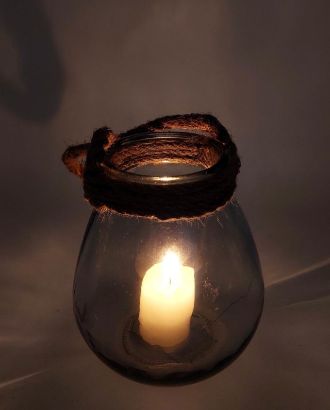 Lantern Glass Light Blue Height 16.5 cm