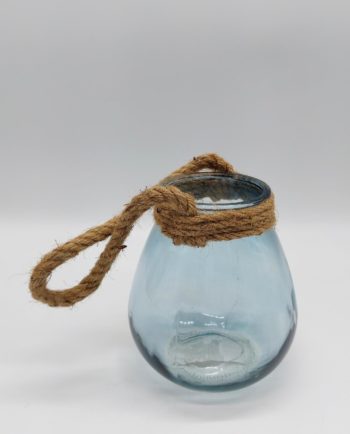 Lantern Glass Light Blue Height 16.5 cm
