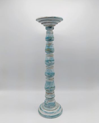 Candleholder Wooden Turquoise Height 50 cm