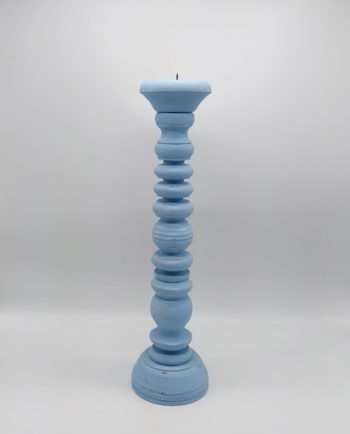 Candleholder Wooden Light Blue
