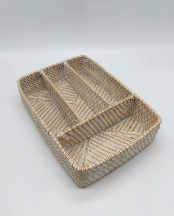 Cutlery Rattan White Wash Case