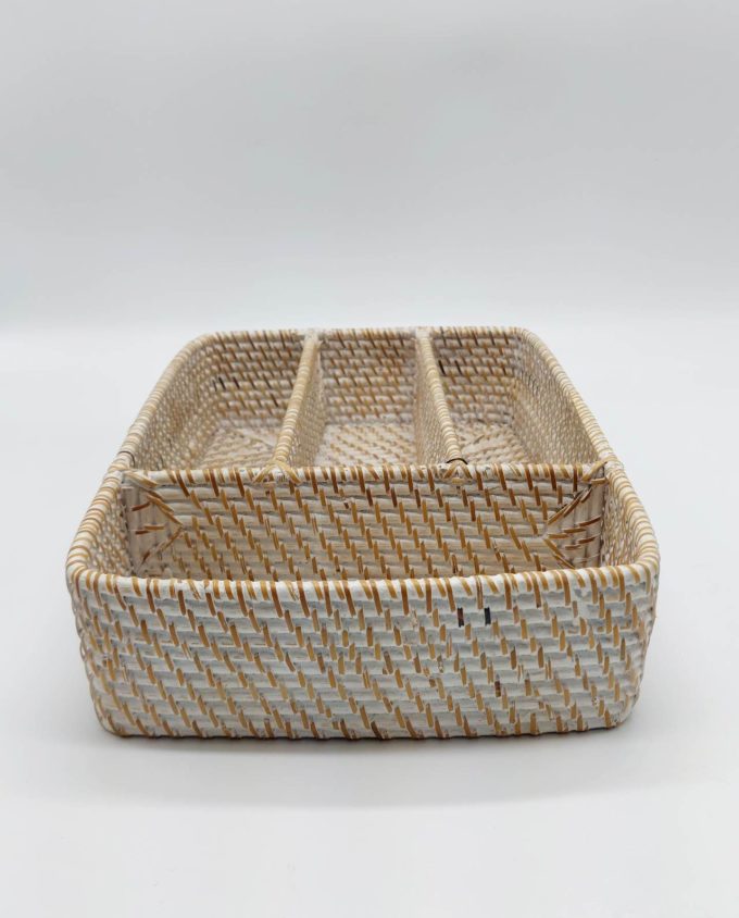 Cutlery Rattan White Wash Case