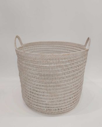 Basket Rattan White Height 38 cm