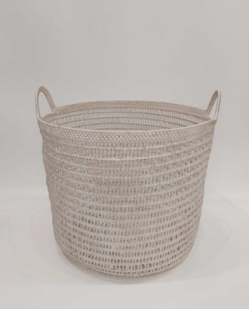 Basket Rattan White Height 38 cm