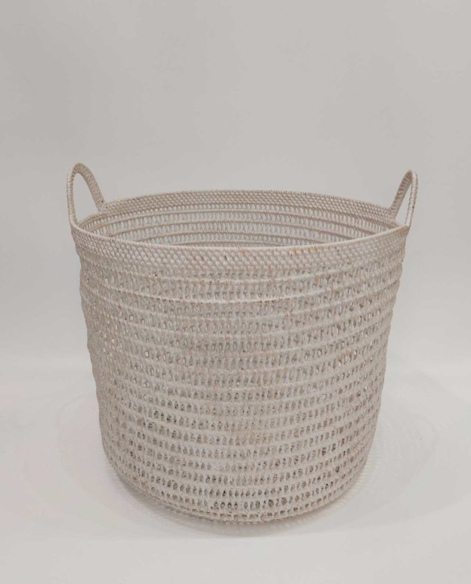 Basket Rattan White Height 38 cm