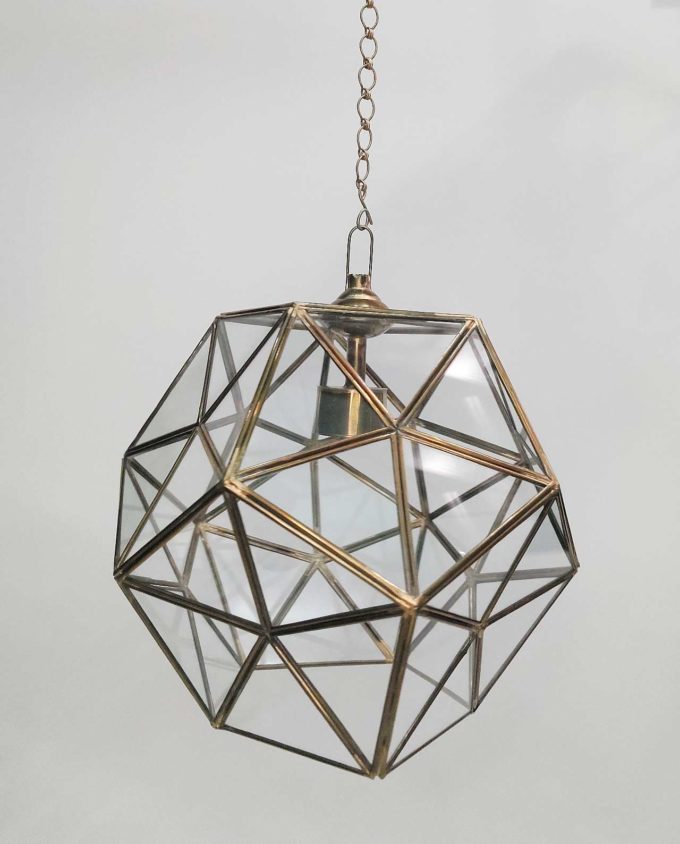 Lamp Hanging Copper & Glass Diameter 30 cm