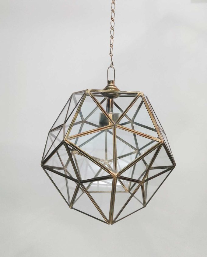 Lamp Hanging Copper & Glass Diameter 30 cm