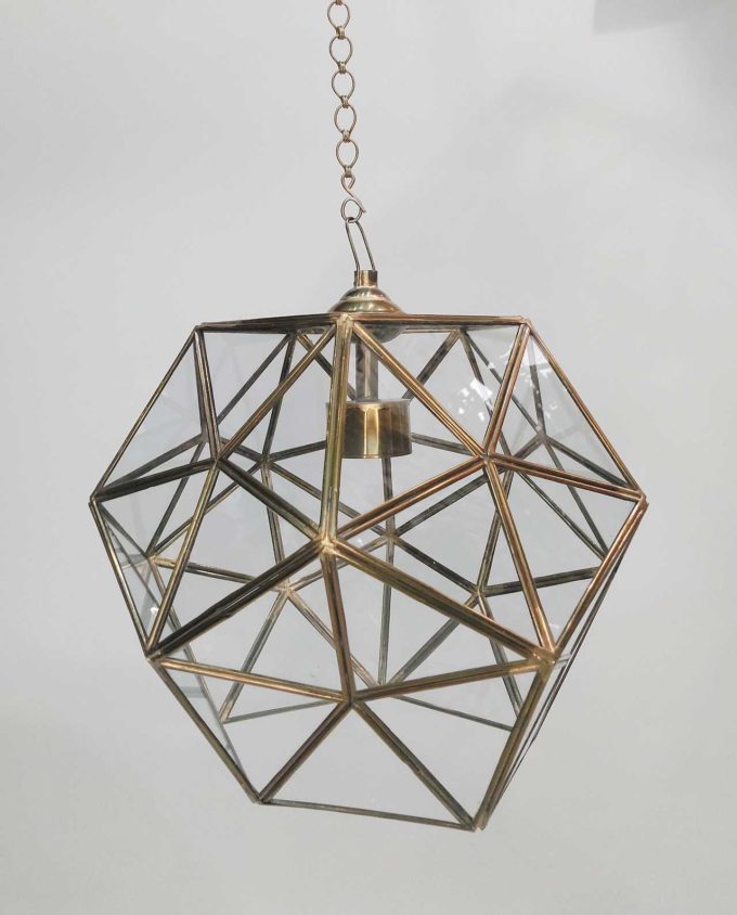 Lamp Hanging Copper & Glass Diameter 30 cm