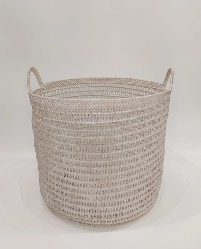 Basket Rattan White Height 38 cm