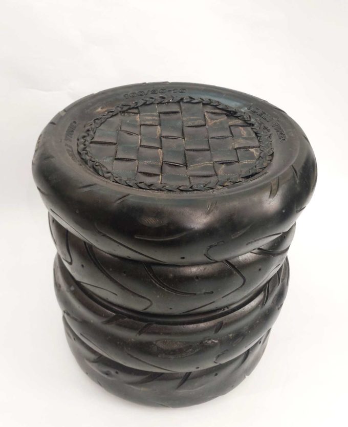 Stool made from bike tires