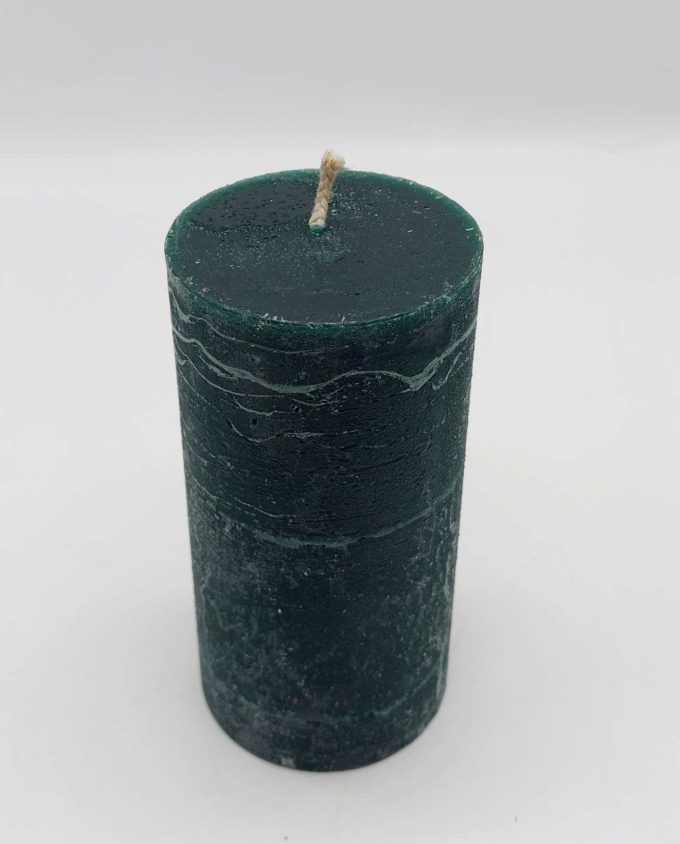 Candle Dark Green Pillar Aromatic Height 14 cm Diameter 7 cm