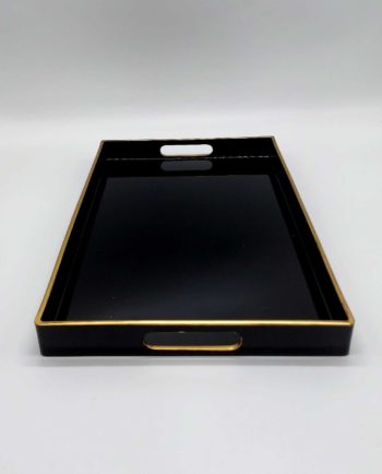 Tray Black Laca Type Golden Edges