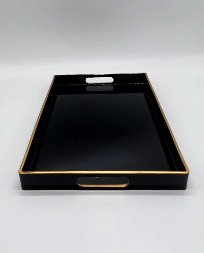 Tray Black Laca Type Golden Edges
