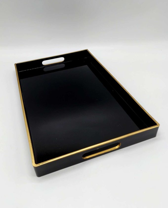 Tray Black Laca Type Golden Edges